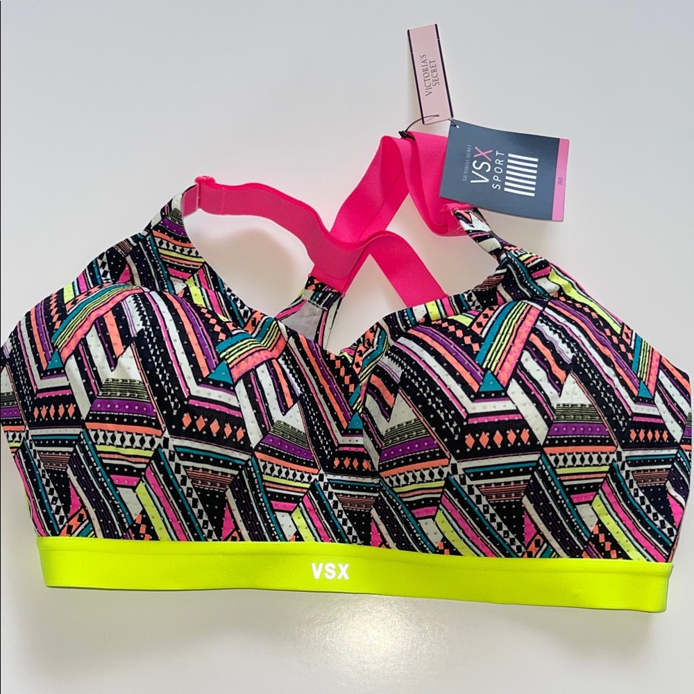 VSX Victoria’s Secret Sport Neon Geometric Sports Bra 36D NWTS